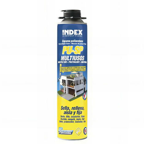 Index – Mousse polyuréthane expansive 750 ml – Application pistolet – Pour béton, brique, pierre – Haute adhérence et isolation thermique
