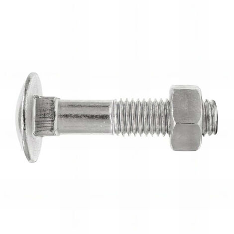 10 vis tête ronde M12 x 300 mm à collet carrées et écrou hexagonal, zingué (1/2)