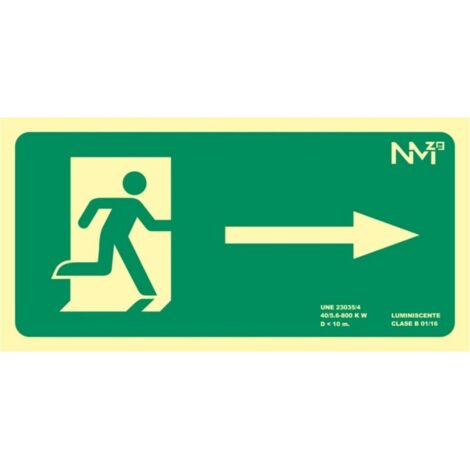 Normaluz RD11130 - Senal Luminiscente Salida Derecha 32x16cm Clase B PVC 0,7mm Evacuaci�n Homologada De Alta Calidad
