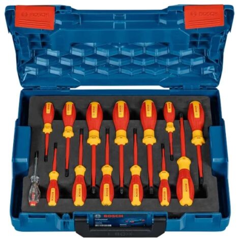 Bosch Professional – E-tournevis VDE Combo 14 pièces – 1600A02NF9 – Testé jusqu'à 10 000 volts – Pour travaux électriques en toute sécurité - Q090333