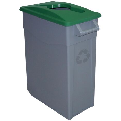 Poubelle roulante 65Lt plastique couvercle ouvert vert Denox