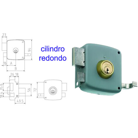 Serrure saillante MCM 2525PR-100-Cylindre rond peint à droite