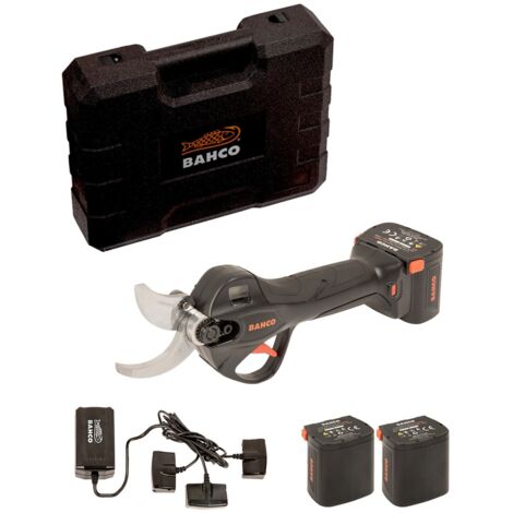 Bahco – Sécateur électrique sans fil 21.6V – Capacité de coupe 37mm – 3 batteries 54Wh pour 8h d'autonomie – Moteur Brushless