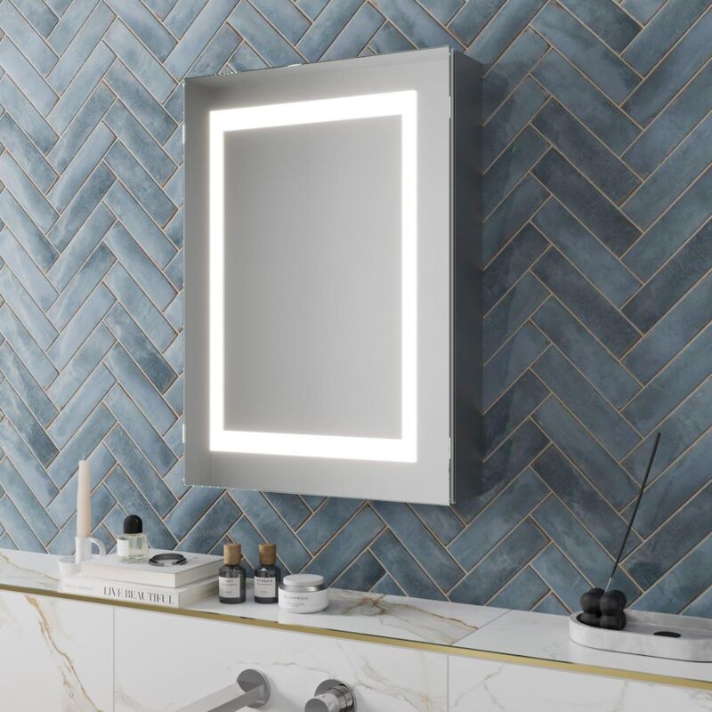 Artis Bathroom LED Mirror Cabinet Illuminated Demister Pad Shaver Socket 700 x 500mm 