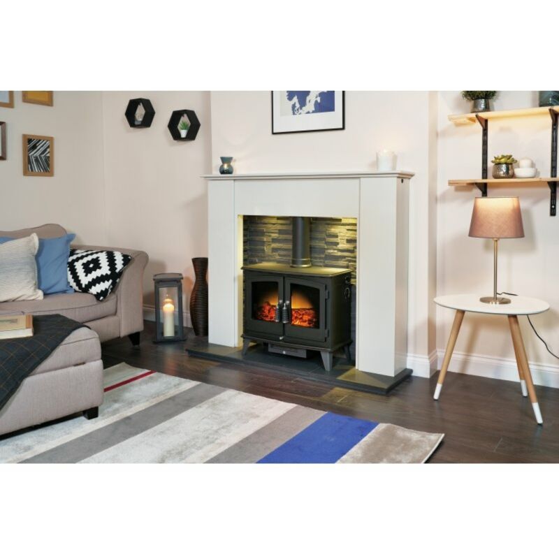 Adam Woodhouse Black Freestanding Electric Fire Log Heater