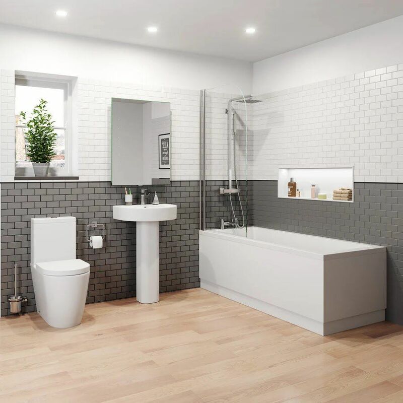 Bath Waste Aquariss Bathroom Suite with 1700 Bath Basin Sink WC Toilet Front Panel 