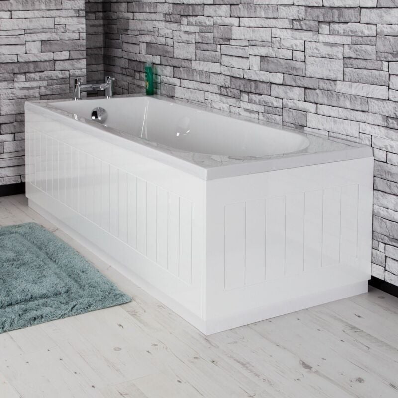 Ceramica Modern Tongue & Groove White MDF Front Bath Side Panel 1700mm
