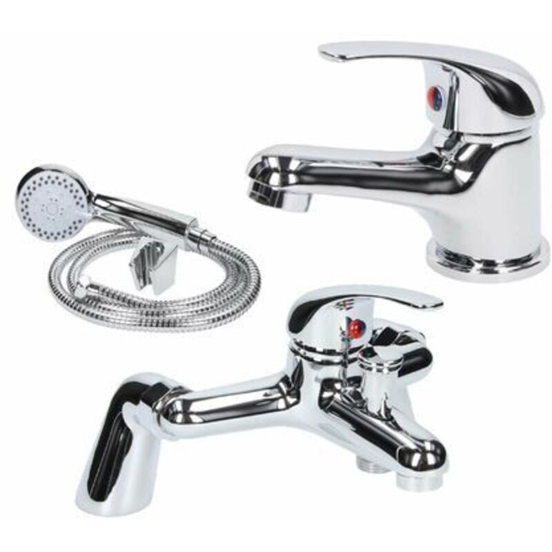 Essentials Basin Mixer Tap and Bath Shower Mixer Tap Set