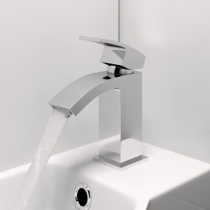 Affine Modern Bathroom Mono Basin Sink Mixer Tap Slotted Waste Chrome Lever Handle