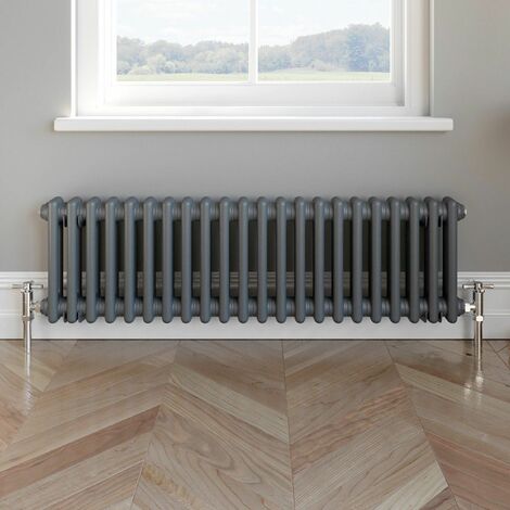 Traditional Colosseum Horizontal Double Bar Radiator 300 x 1000mm White NDT 