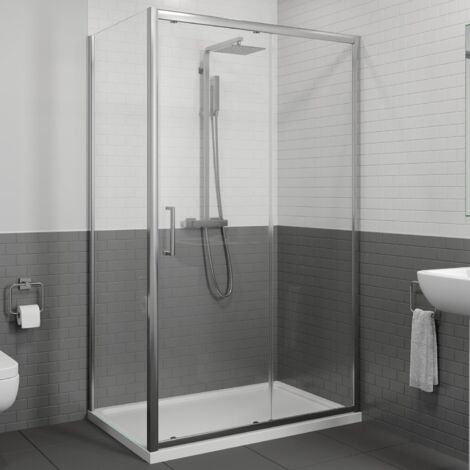 1400 x 900mm Sliding Shower Door & Side Panel Enclosure 8mm Framed Tray & Waste (1/5)