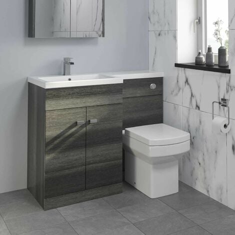 1100mm Bathroom Vanity Unit Basin & Toilet Combined Unit LH Grey