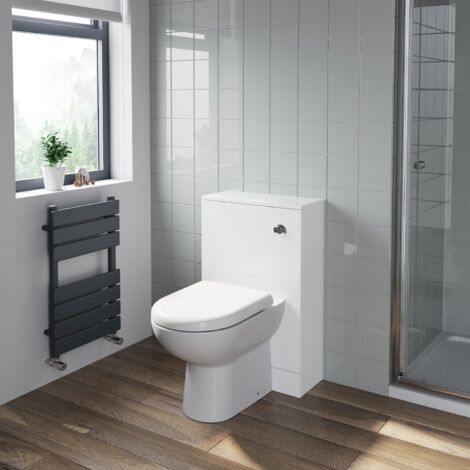 White Gloss Bathroom Furniture WC Toilet Unit BTW Back to Wall Soft Close Saturn Toilet Pan