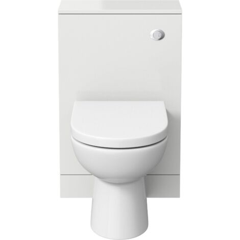 White Gloss Bathroom Furniture WC Toilet Unit BTW Back to Wall Soft Close Saturn Toilet Pan