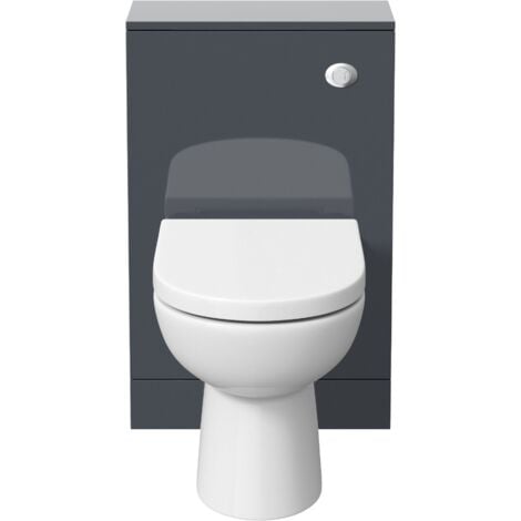 Grey Gloss Bathroom Furniture WC Toilet Unit BTW Back to Wall Soft Close Saturn Toilet Pan