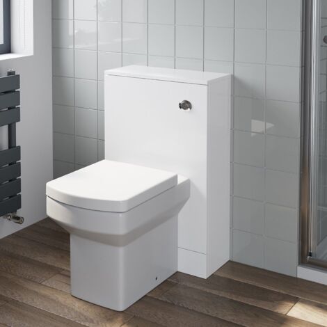 White Gloss Bathroom Furniture WC Toilet Unit BTW Back to Wall Soft Close Royan Toilet Pan