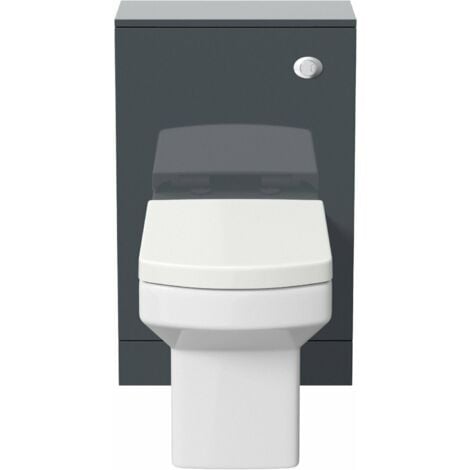Grey Gloss Bathroom Furniture WC Toilet Unit BTW Back to Wall Soft Close Royan Toilet Pan