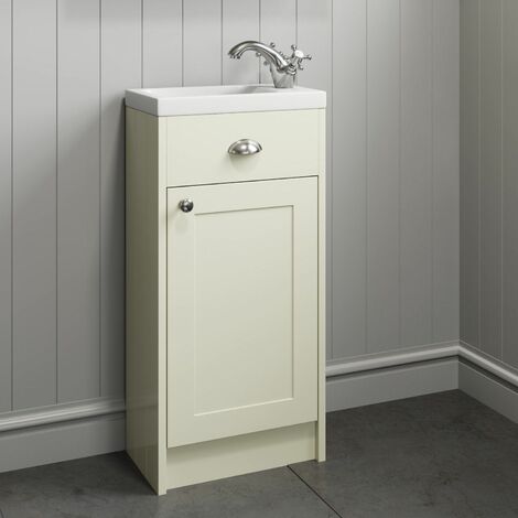 400mm Bathroom Vanity Unit Basin Storage Cabinet Ivory Traditional