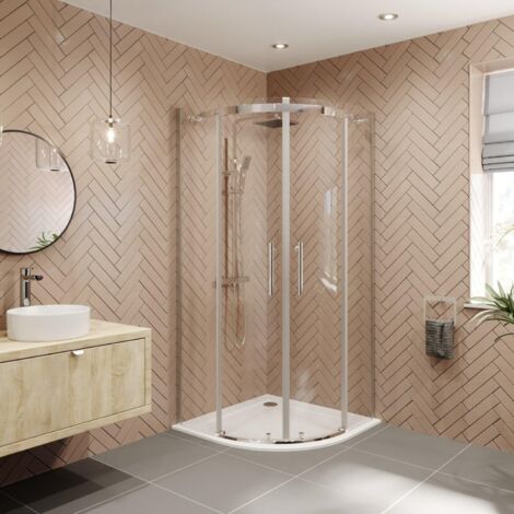 900 x 900mm Quadrant Shower Enclosure Frameless Walk In 8mm Glass Tray & Waste (1/5)