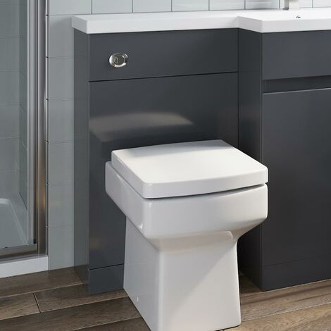 Bathroom Toilet Unit Only Grey Gloss 500x245mm Cloakroom Furniture Flat Pack MDF