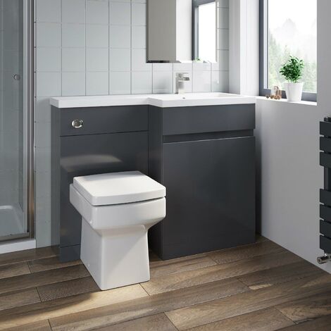 Bathroom Toilet Unit Only Grey Gloss 500x245mm Cloakroom Furniture Flat Pack MDF
