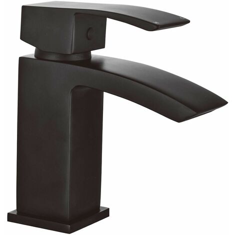 Modern Mono Basin Mixer Tap Single Lever Matt Black Bathroom Sink Taps Square