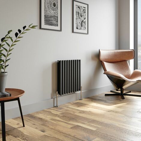 Anthracite Oval Column Designer Radiator Vertical Horizontal 600 x 600mm Double Panel