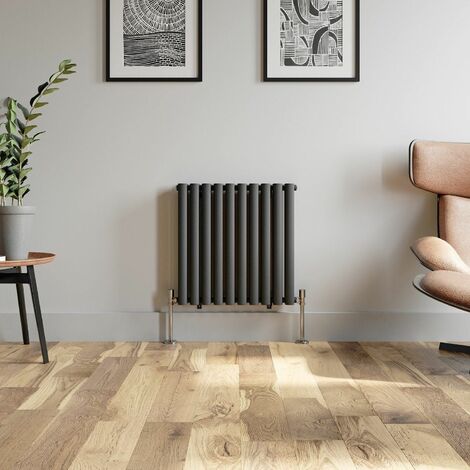 Anthracite Oval Column Designer Radiator Vertical Horizontal 600 x 600mm Double Panel