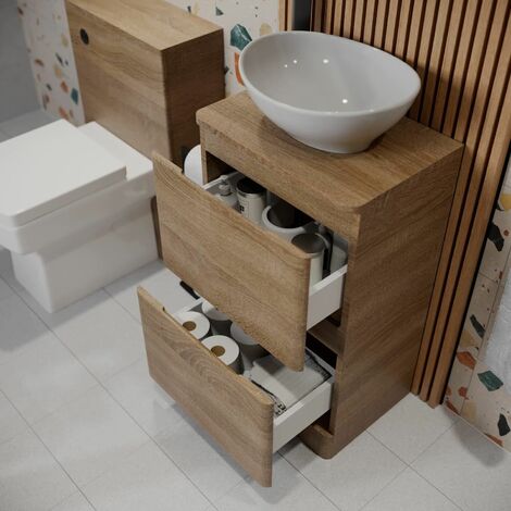 Bathroom Cloakroom Vanity Unit Wash Storage Cabinet Countertop Basin Wood 500mm