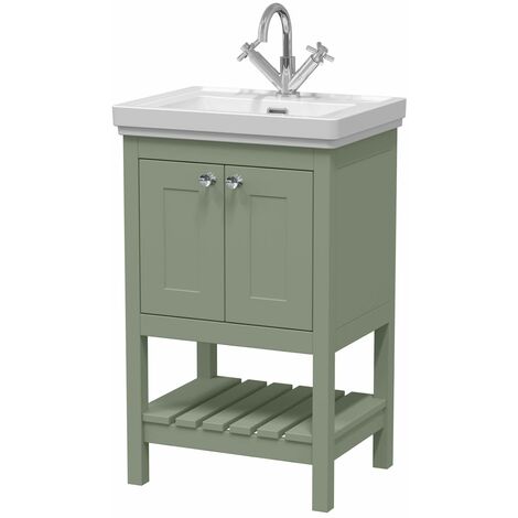 500mm Bathroom Vanity Unit Wash Basin Sink Cabinet Furniture Green Traditional (1/5)