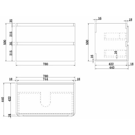 Bathroom Cloakroom Vanity Unit Wash Countertop Basin Wall Hung Grey 800mm
