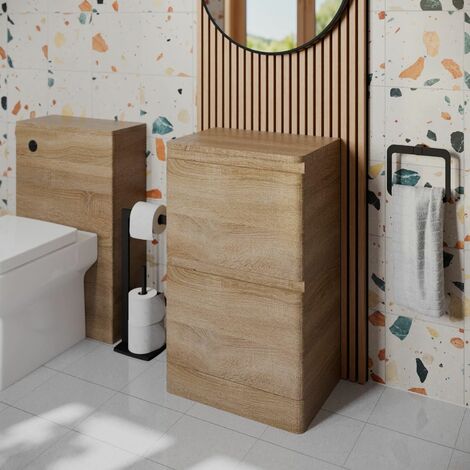 Bathroom Cloakroom Vanity Unit 500mm Freestanding Cabinet Storage Drawers Wood