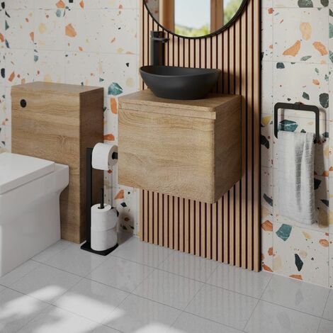 Bathroom Cloakroom Vanity Unit Countertop Wash Basin Wall Hung Wood 500mm