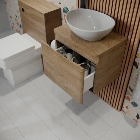 Bathroom Cloakroom Vanity Unit Wash Wall Hung Countertop Basin Wood 500mm