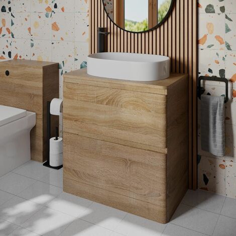 Bathroom Cloakroom Vanity Unit Wash Storage Cabinet Countertop Basin Wood 800mm (1/5)