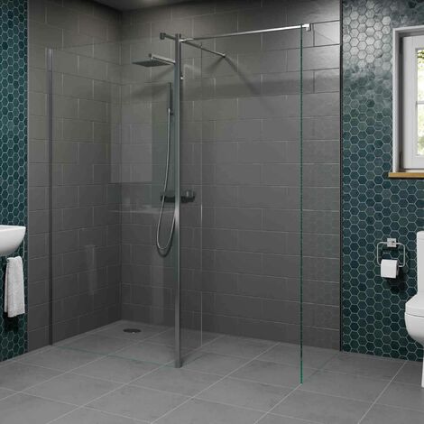 1100 & 700mm Walk In Wet Room Shower Screens with Return Panel 8mm Safety Glass