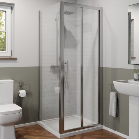 800mm x 800mm Bathroom Bi Fold Shower Door Enclosure Side Panel Framed 6mm Glass (1/5)