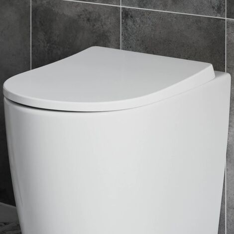 Bathroom Toilet Seat WC Soft Close D Shape Top Fix Hinges White Gloss Modern