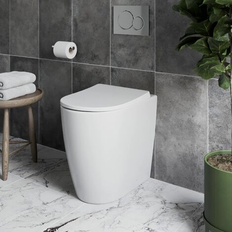 Bathroom Toilet Seat WC Soft Close D Shape Top Fix Hinges White Gloss Modern