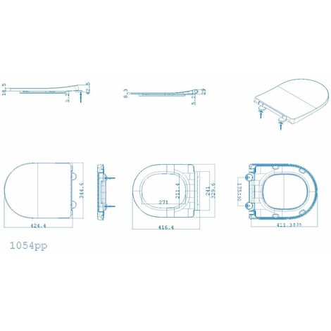 Bathroom Toilet Seat WC Soft Close D Shape Top Fix Hinges White Gloss Modern