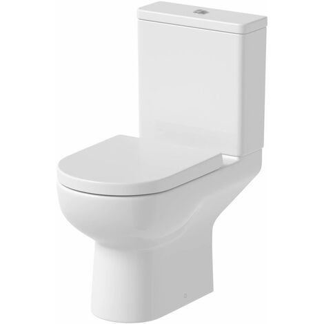 Rimless Close Coupled Toilet Soft Close Seat Bathroom Modern White Gloss