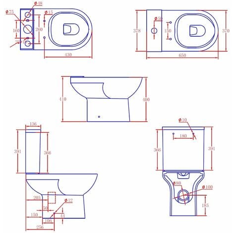 Rimless Close Coupled Toilet Soft Close Seat Bathroom Modern White Gloss