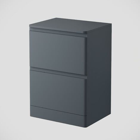 Bathroom Cloakroom Vanity Unit Countertop Wash Basin Storage Grey 600mm