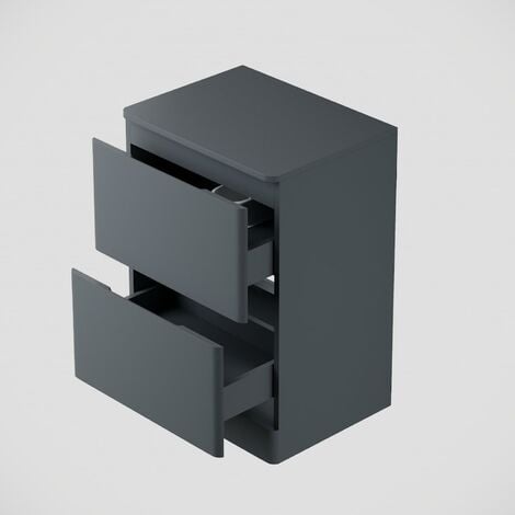 Bathroom Cloakroom Vanity Unit Countertop Wash Basin Storage Grey 600mm