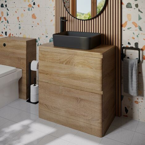 Bathroom Cloakroom Vanity Unit Storage Cabinet Countertop Wash Basin Wood 800mm (1/5)