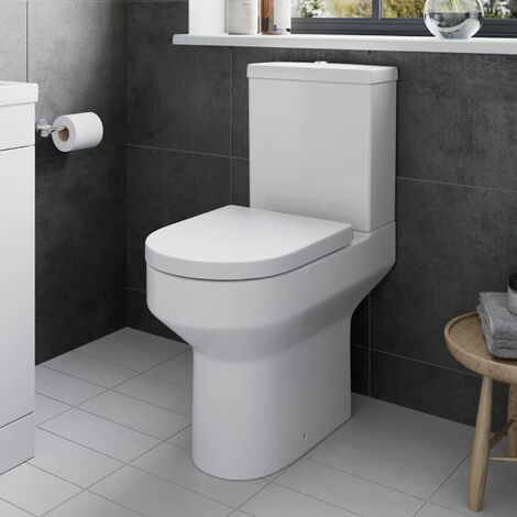 Milano Longton - Modern Close Coupled Toilet With Soft Close Seat Choice Of Flush Button Finish 147403