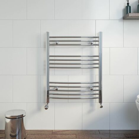 Chrome Curved Heated Towel Rail Bathroom Radiator Ladder Designer 750 x 600mm