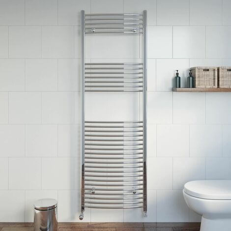 Chrome Curved Heated Towel Rail Bathroom Radiator Ladder Designer 1800 x 600mm