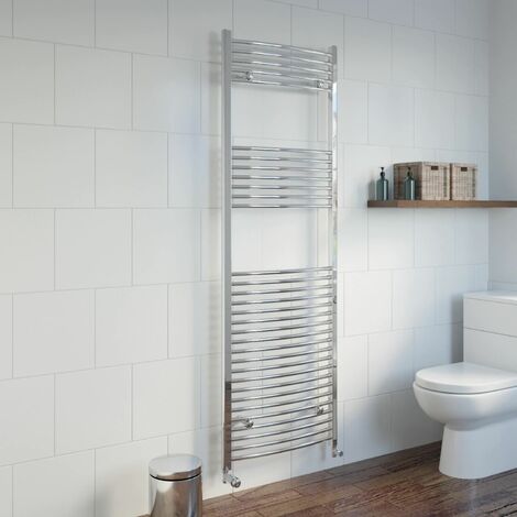 Chrome Curved Heated Towel Rail Bathroom Radiator Ladder Designer 1800 x 600mm