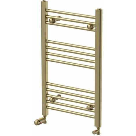 DuraTherm Brushed Brass Flat Straight Heated Towel Rail Bathroom Radiator Designer 750 x 450mm